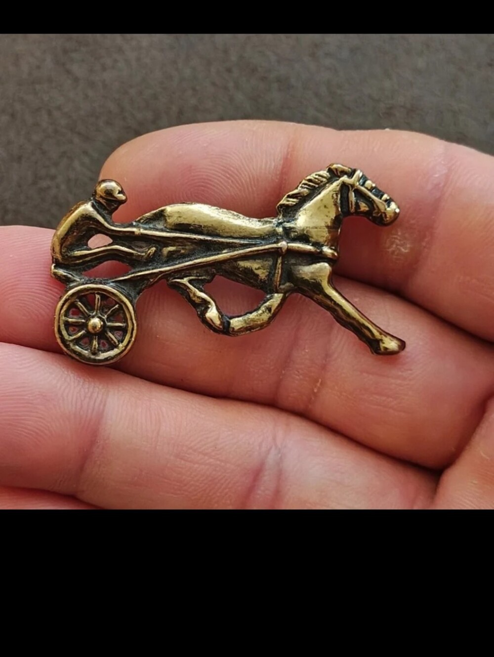 1950s/60s Brass Tone Horse & Rider Pin/Brooch.